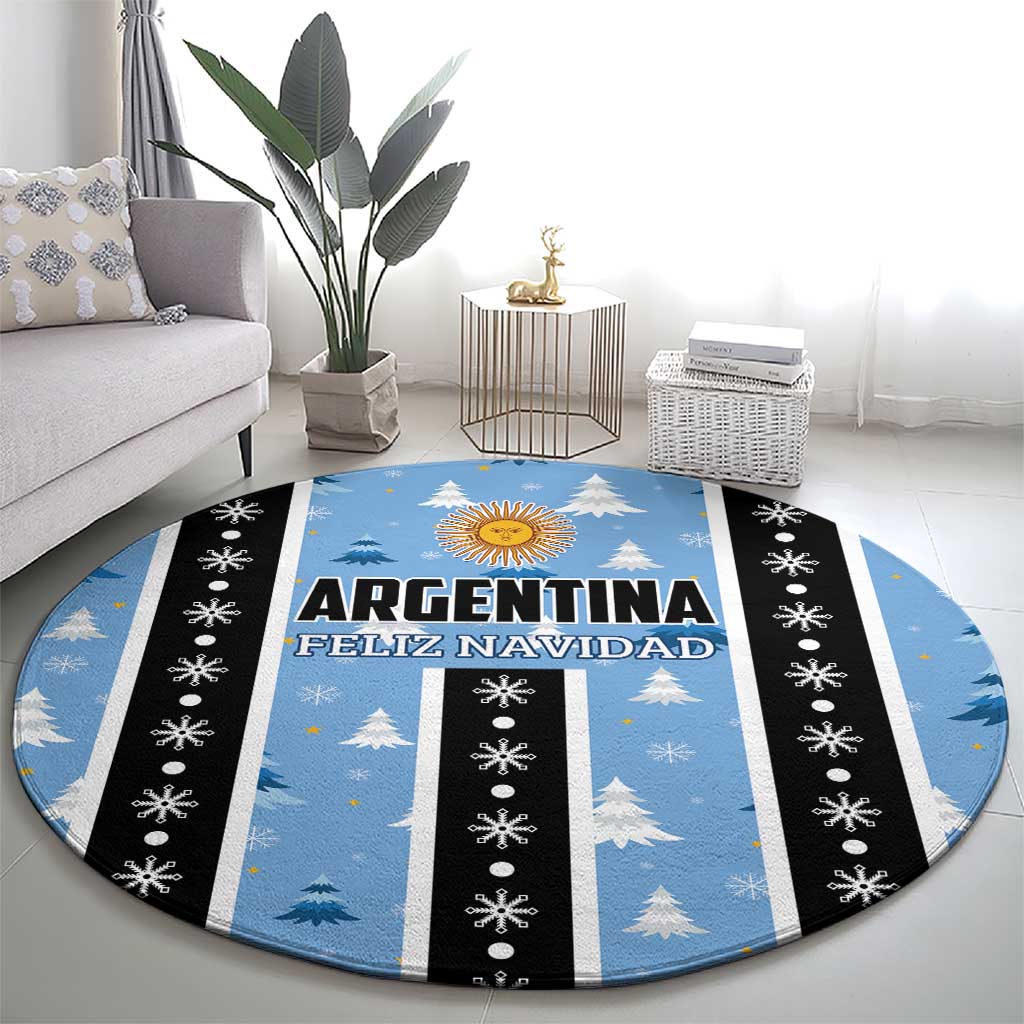 Argentina Christmas Round Carpet Feliz Navidad Sol de Mayo