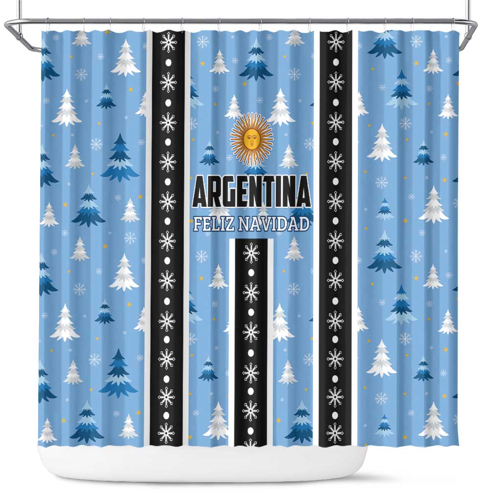 Argentina Christmas Shower Curtain Feliz Navidad Sol de Mayo
