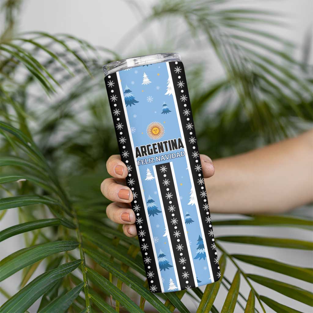 Argentina Christmas Skinny Tumbler Feliz Navidad Sol de Mayo - Wonder Print Shop