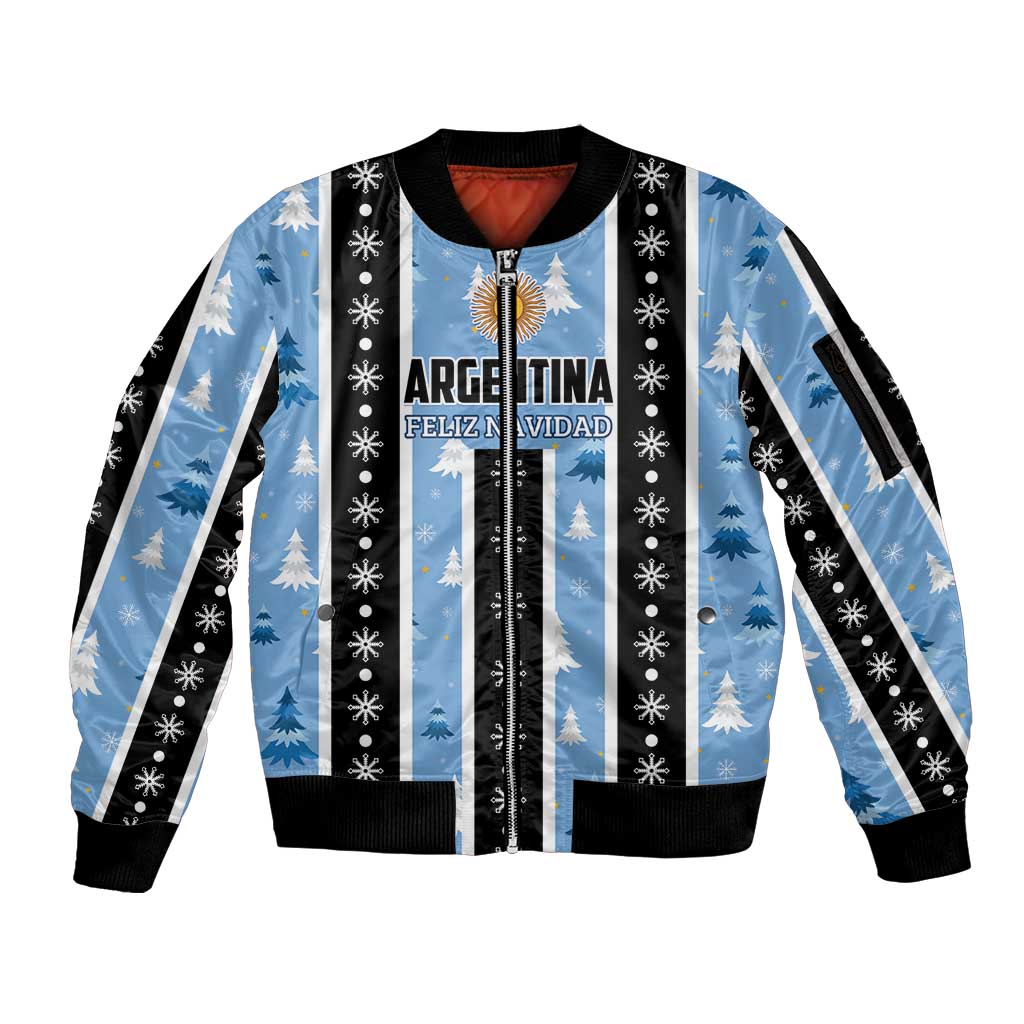 Argentina Christmas Sleeve Zip Bomber Jacket Feliz Navidad Sol de Mayo - Wonder Print Shop