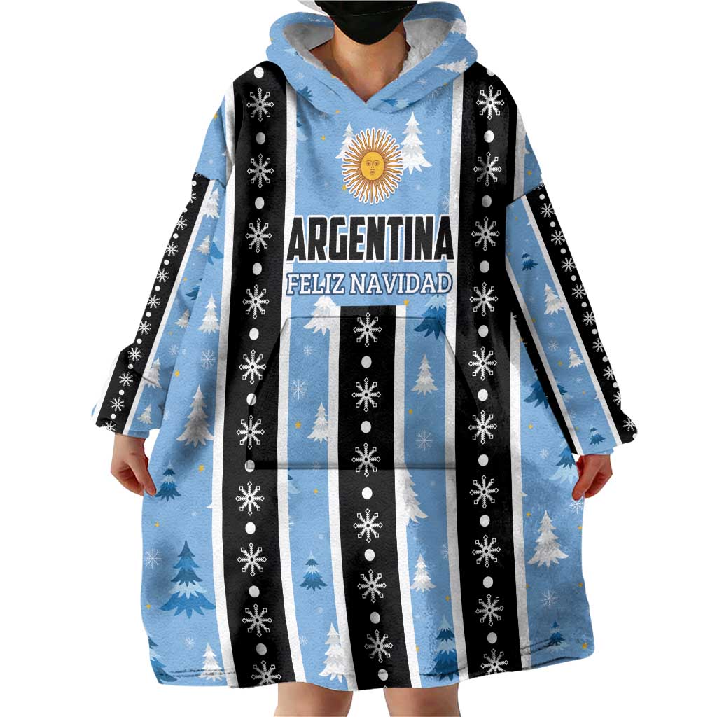 Argentina Christmas Wearable Blanket Hoodie Feliz Navidad Sol de Mayo - Wonder Print Shop