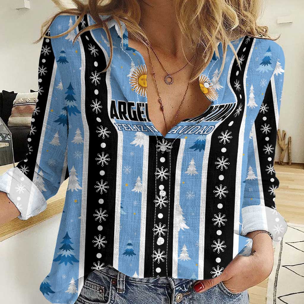 Argentina Christmas Women Casual Shirt Feliz Navidad Sol de Mayo - Wonder Print Shop