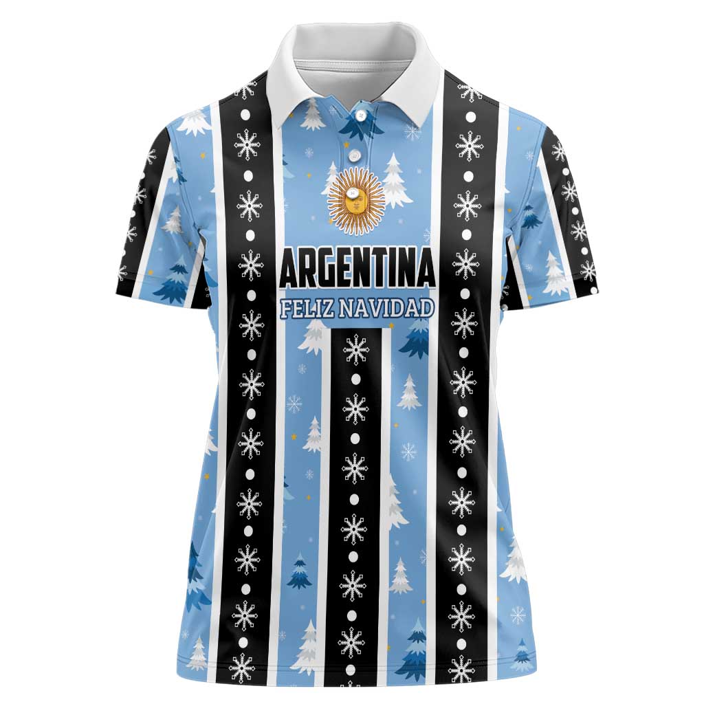 Argentina Christmas Women Polo Shirt Feliz Navidad Sol de Mayo - Wonder Print Shop