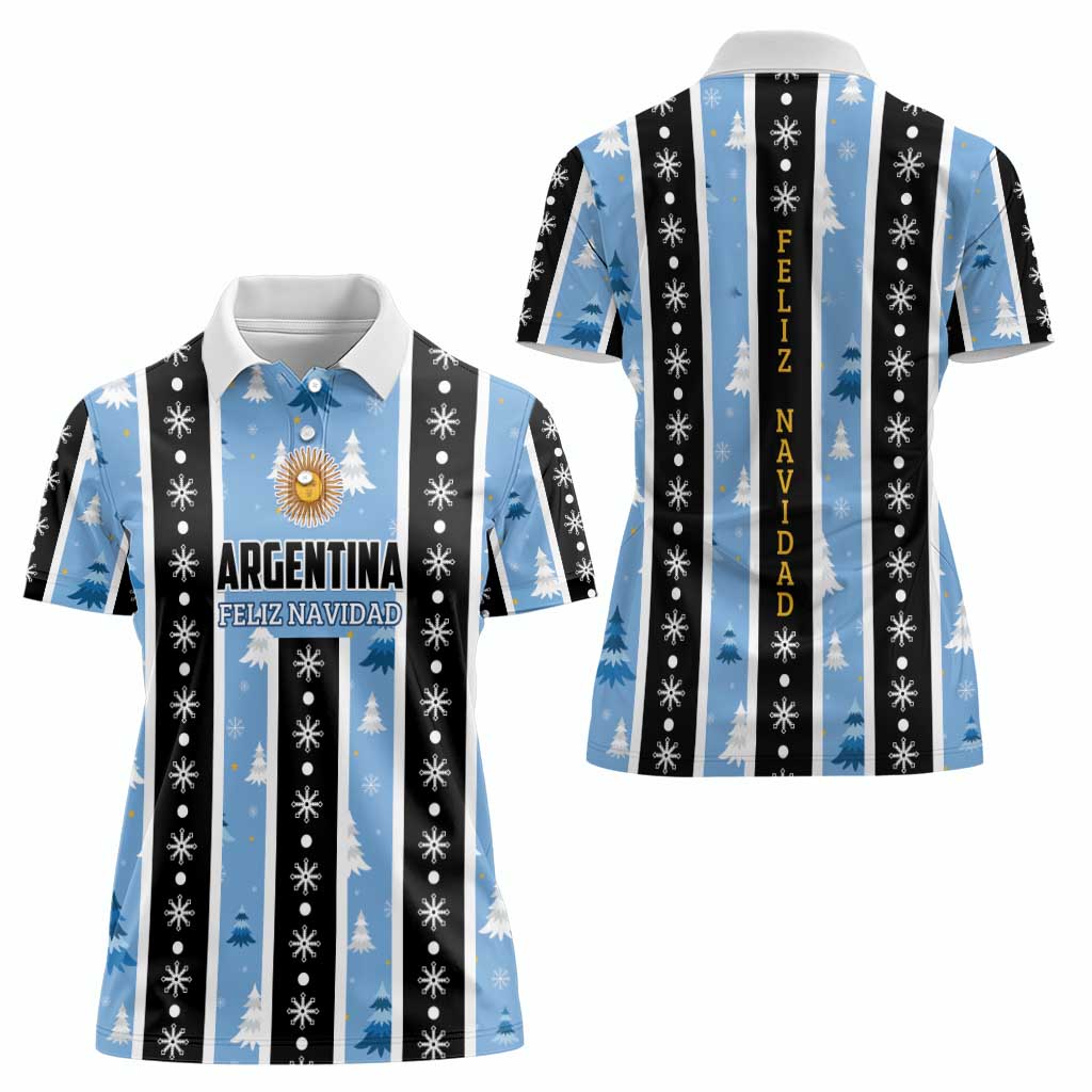 Argentina Christmas Women Polo Shirt Feliz Navidad Sol de Mayo - Wonder Print Shop