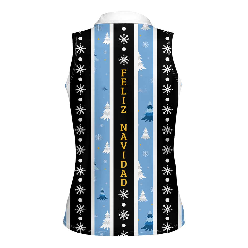 Argentina Christmas Women Sleeveless Polo Shirt Feliz Navidad Sol de Mayo - Wonder Print Shop