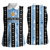 Argentina Christmas Women Sleeveless Polo Shirt Feliz Navidad Sol de Mayo - Wonder Print Shop