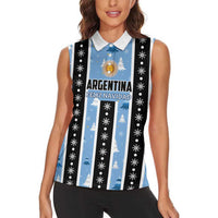 Argentina Christmas Women Sleeveless Polo Shirt Feliz Navidad Sol de Mayo - Wonder Print Shop