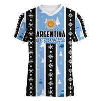 Argentina Christmas Women V-Neck T-Shirt Feliz Navidad Sol de Mayo - Wonder Print Shop