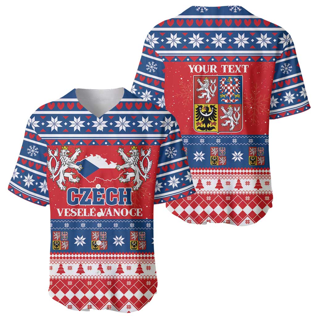 Personalized Czech Republic Christmas Baseball Jersey Czechia Vesele Vanoce - Wonder Print Shop