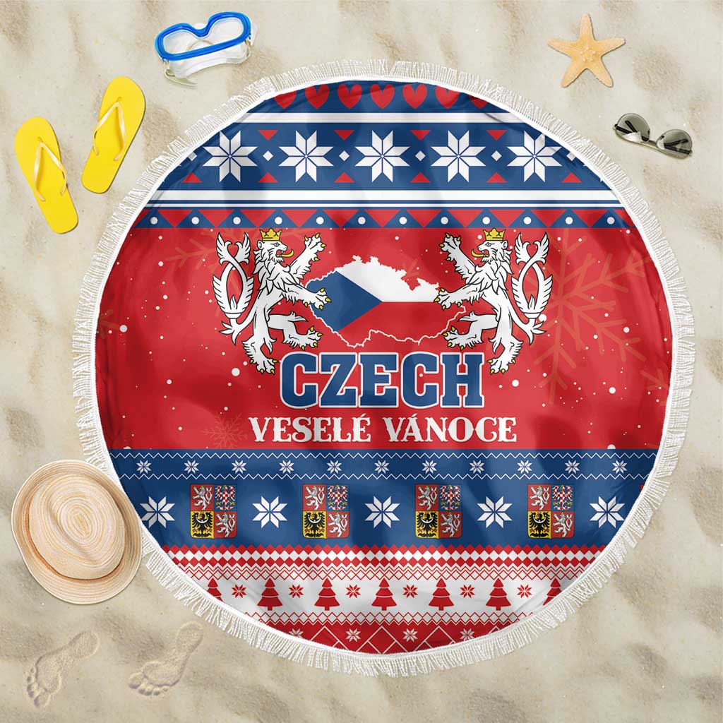Czech Republic Christmas Beach Blanket Czechia Vesele Vanoce - Wonder Print Shop