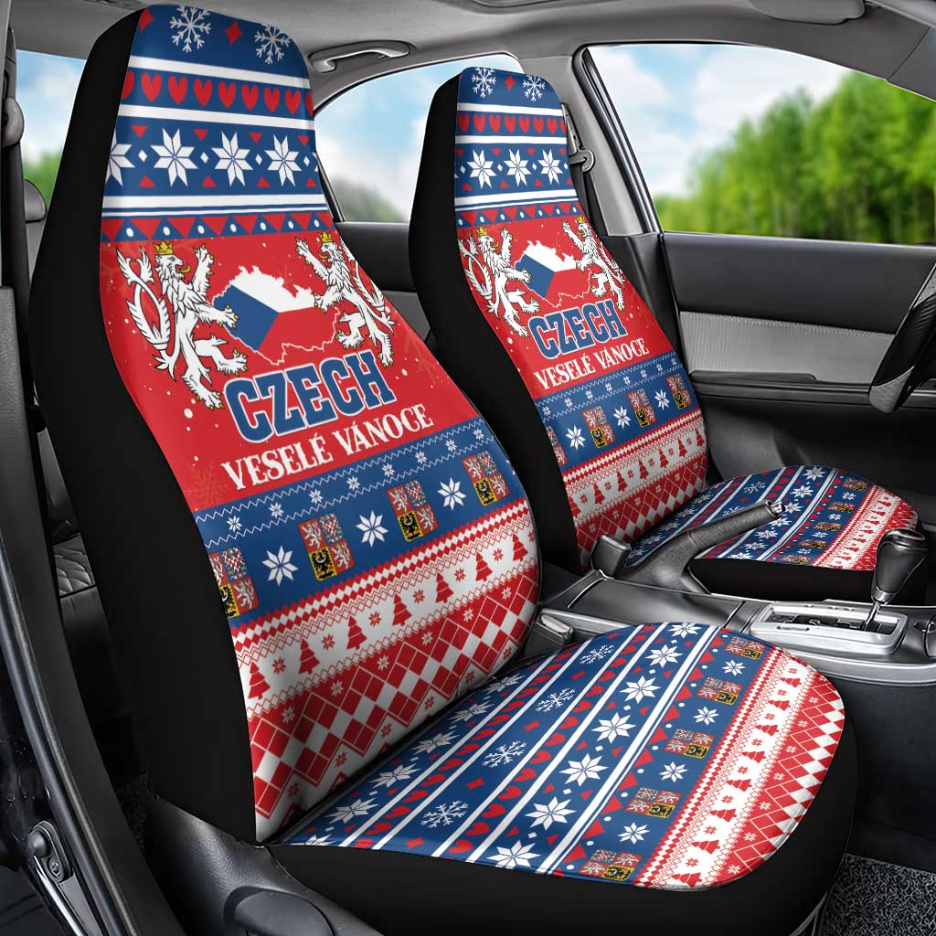 Czech Republic Christmas Car Seat Cover Czechia Vesele Vanoce - Wonder Print Shop