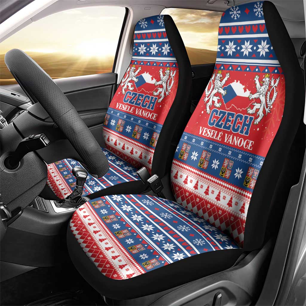 Czech Republic Christmas Car Seat Cover Czechia Vesele Vanoce - Wonder Print Shop