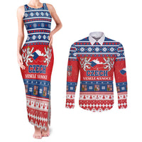Personalized Czech Republic Christmas Couples Matching Tank Maxi Dress and Long Sleeve Button Shirt Czechia Vesele Vanoce - Wonder Print Shop