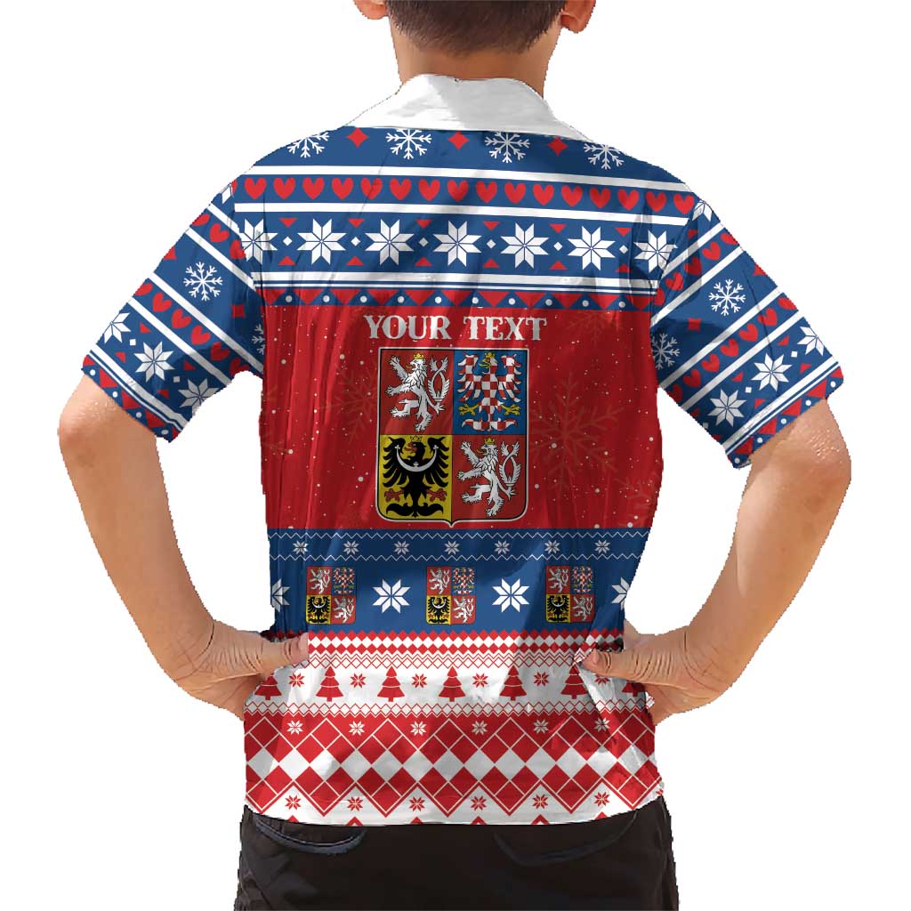 Personalized Czech Republic Christmas Family Matching Short Sleeve Bodycon Dress and Hawaiian Shirt Czechia Vesele Vanoce - Wonder Print Shop