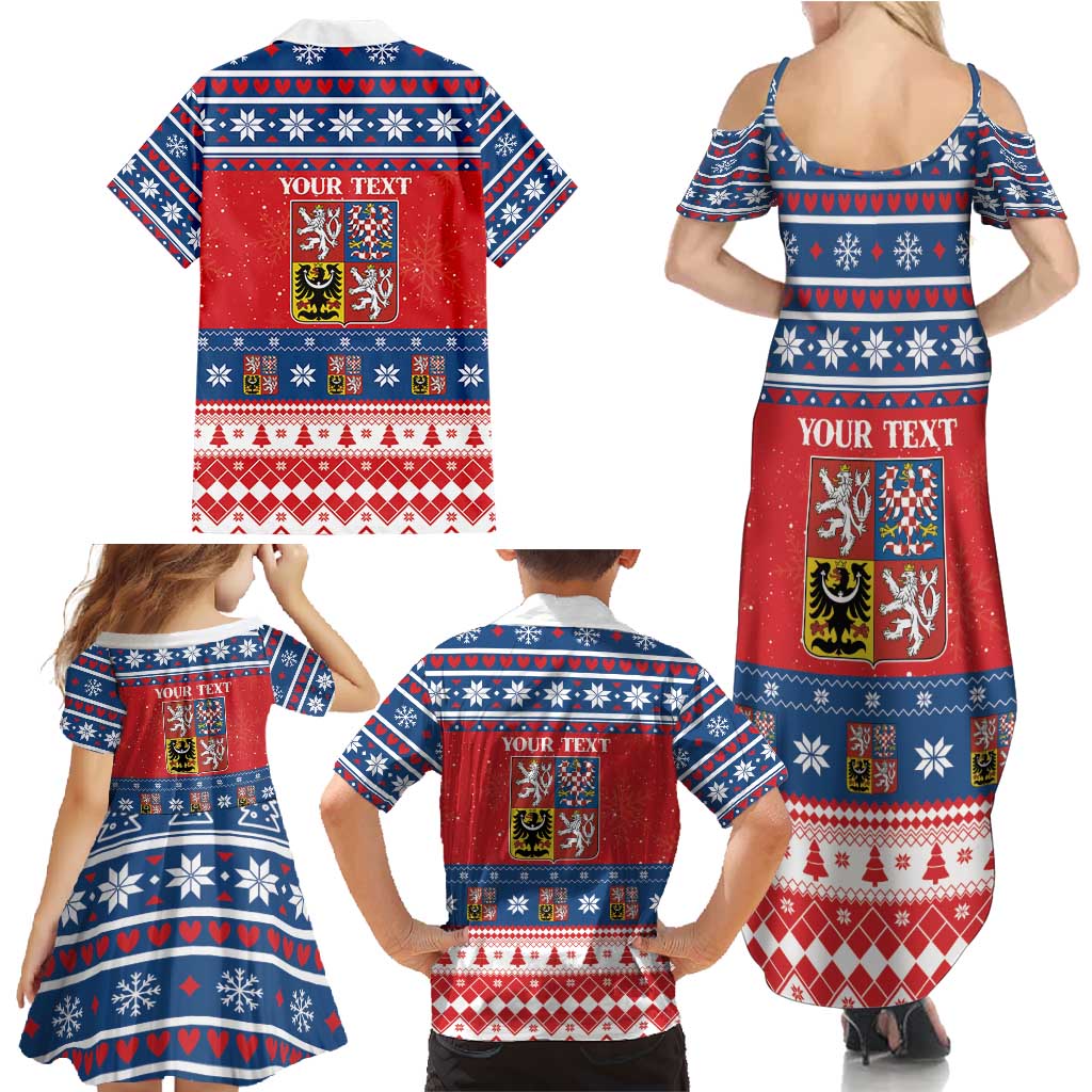 Personalized Czech Republic Christmas Family Matching Summer Maxi Dress and Hawaiian Shirt Czechia Vesele Vanoce - Wonder Print Shop