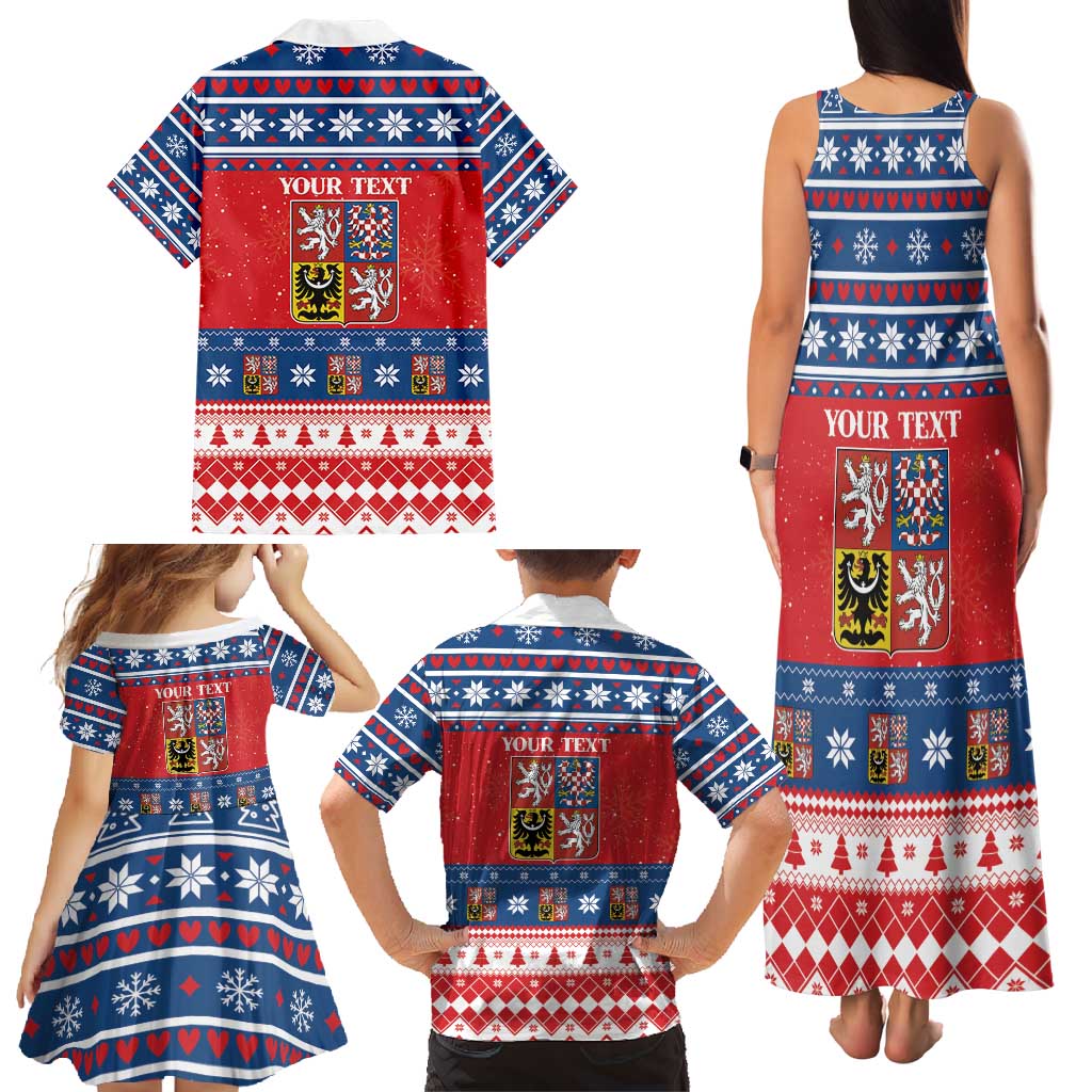 Personalized Czech Republic Christmas Family Matching Tank Maxi Dress and Hawaiian Shirt Czechia Vesele Vanoce - Wonder Print Shop