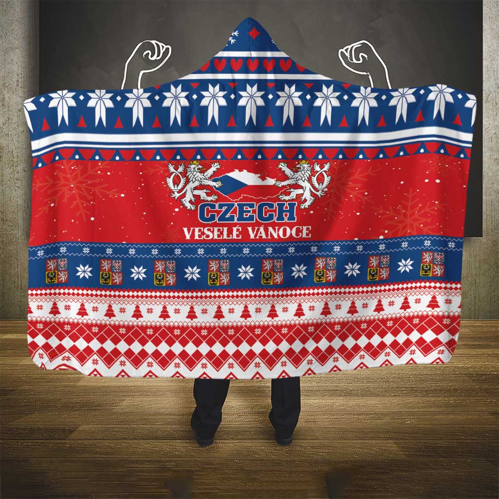 Czech Republic Christmas Hooded Blanket Czechia Vesele Vanoce