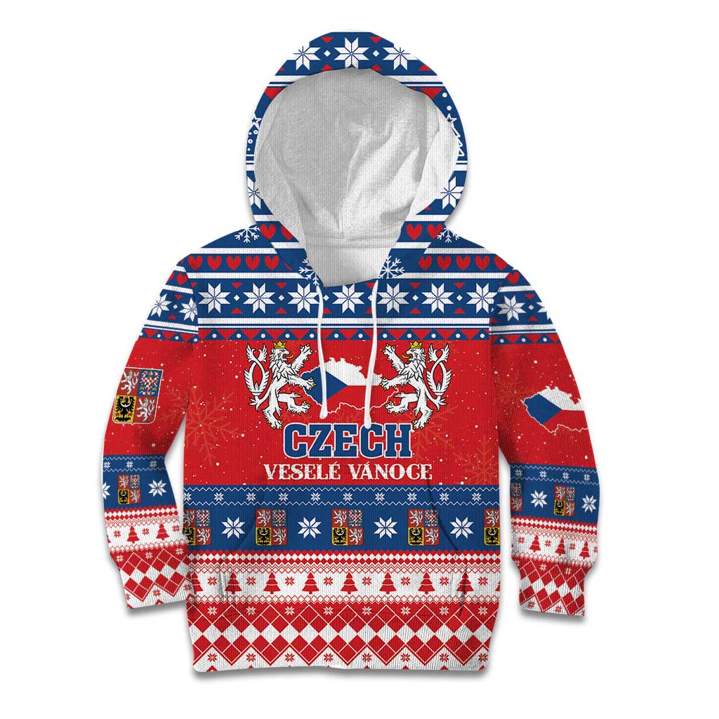 Personalized Czech Republic Christmas Kid Hoodie Czechia Vesele Vanoce - Wonder Print Shop