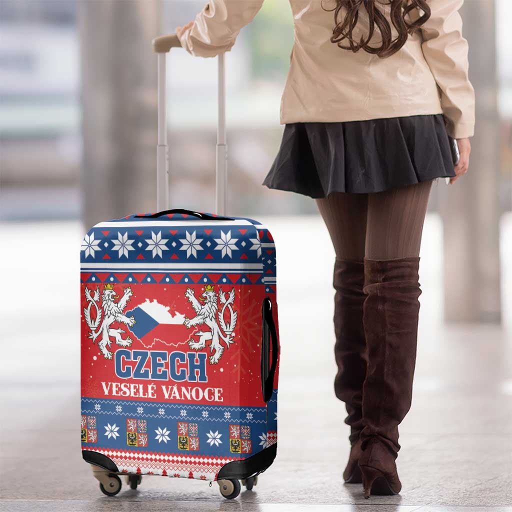 Czech Republic Christmas Luggage Cover Czechia Vesele Vanoce - Wonder Print Shop