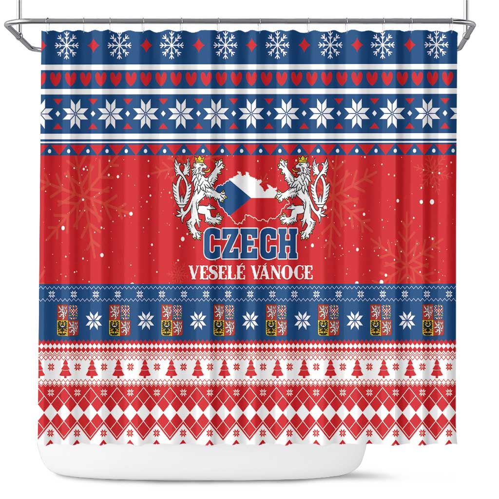 Czech Republic Christmas Shower Curtain Czechia Vesele Vanoce