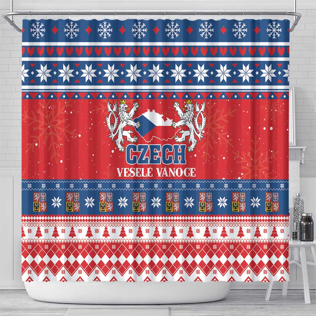 Czech Republic Christmas Shower Curtain Czechia Vesele Vanoce