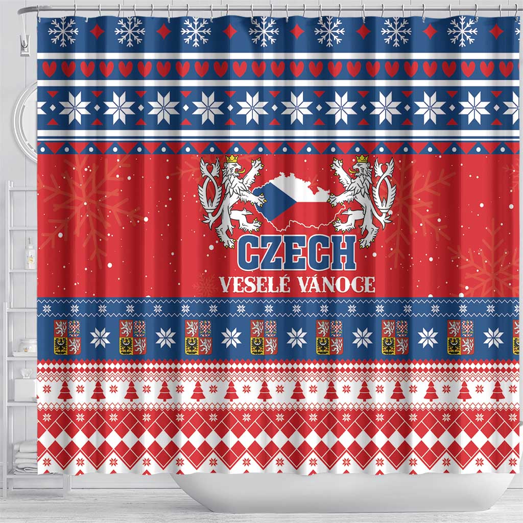 Czech Republic Christmas Shower Curtain Czechia Vesele Vanoce