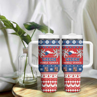 Czech Republic Christmas Tumbler With Handle Czechia Vesele Vanoce - Wonder Print Shop