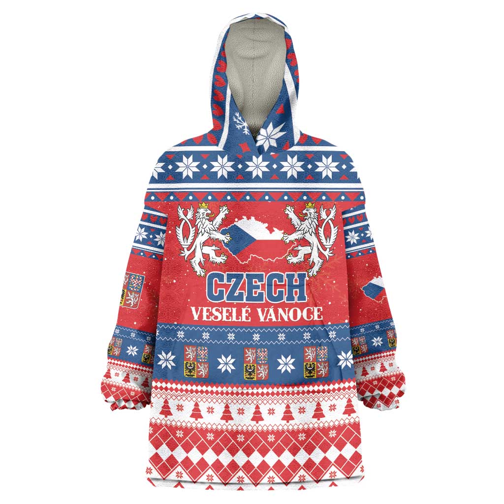 Personalized Czech Republic Christmas Wearable Blanket Hoodie Czechia Vesele Vanoce - Wonder Print Shop