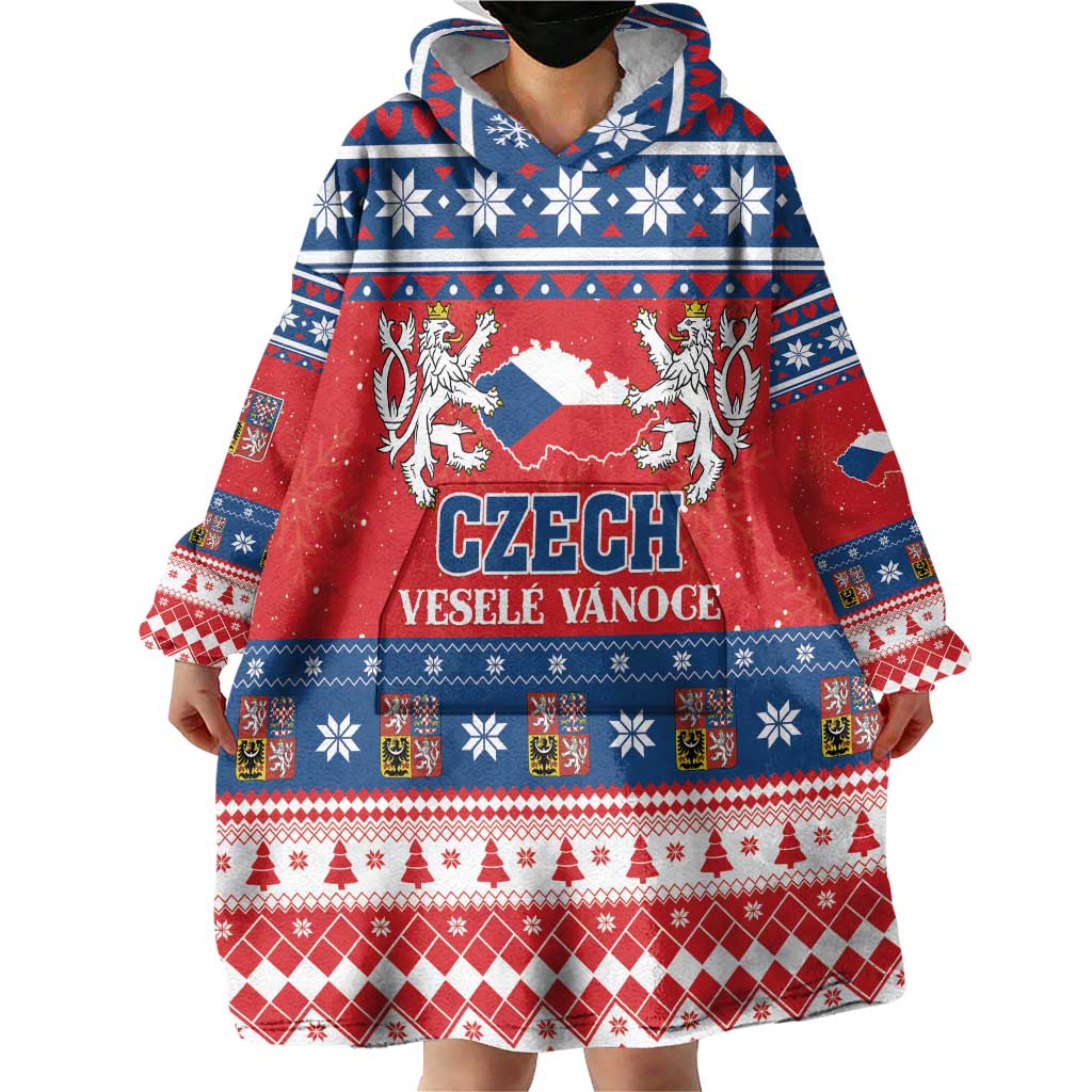 Personalized Czech Republic Christmas Wearable Blanket Hoodie Czechia Vesele Vanoce - Wonder Print Shop