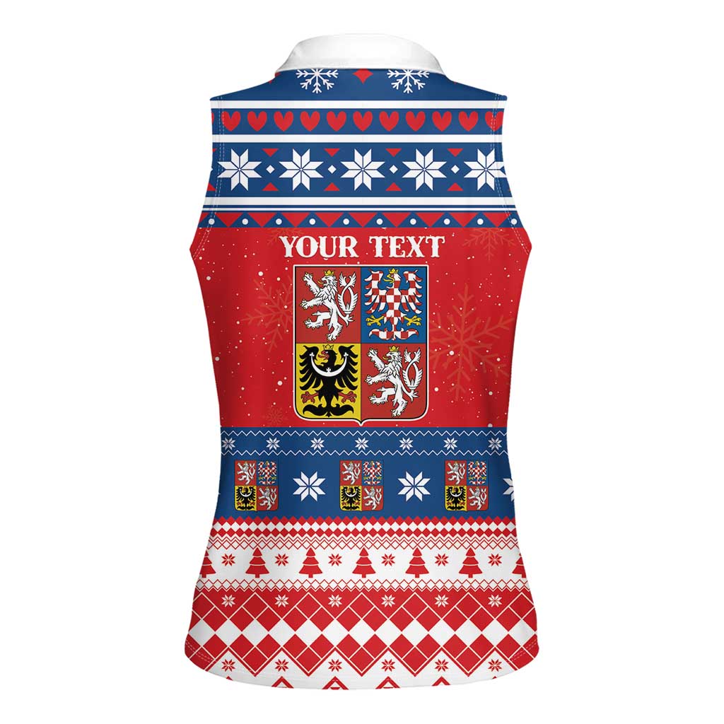 Personalized Czech Republic Christmas Women Sleeveless Polo Shirt Czechia Vesele Vanoce - Wonder Print Shop