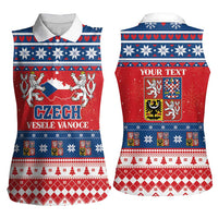 Personalized Czech Republic Christmas Women Sleeveless Polo Shirt Czechia Vesele Vanoce - Wonder Print Shop