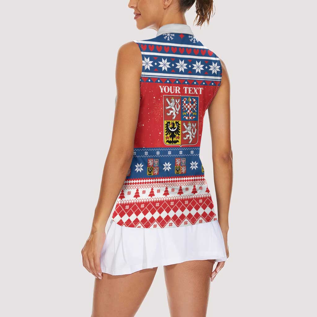 Personalized Czech Republic Christmas Women Sleeveless Polo Shirt Czechia Vesele Vanoce - Wonder Print Shop