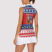 Personalized Czech Republic Christmas Women Sleeveless Polo Shirt Czechia Vesele Vanoce - Wonder Print Shop