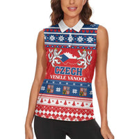 Personalized Czech Republic Christmas Women Sleeveless Polo Shirt Czechia Vesele Vanoce - Wonder Print Shop