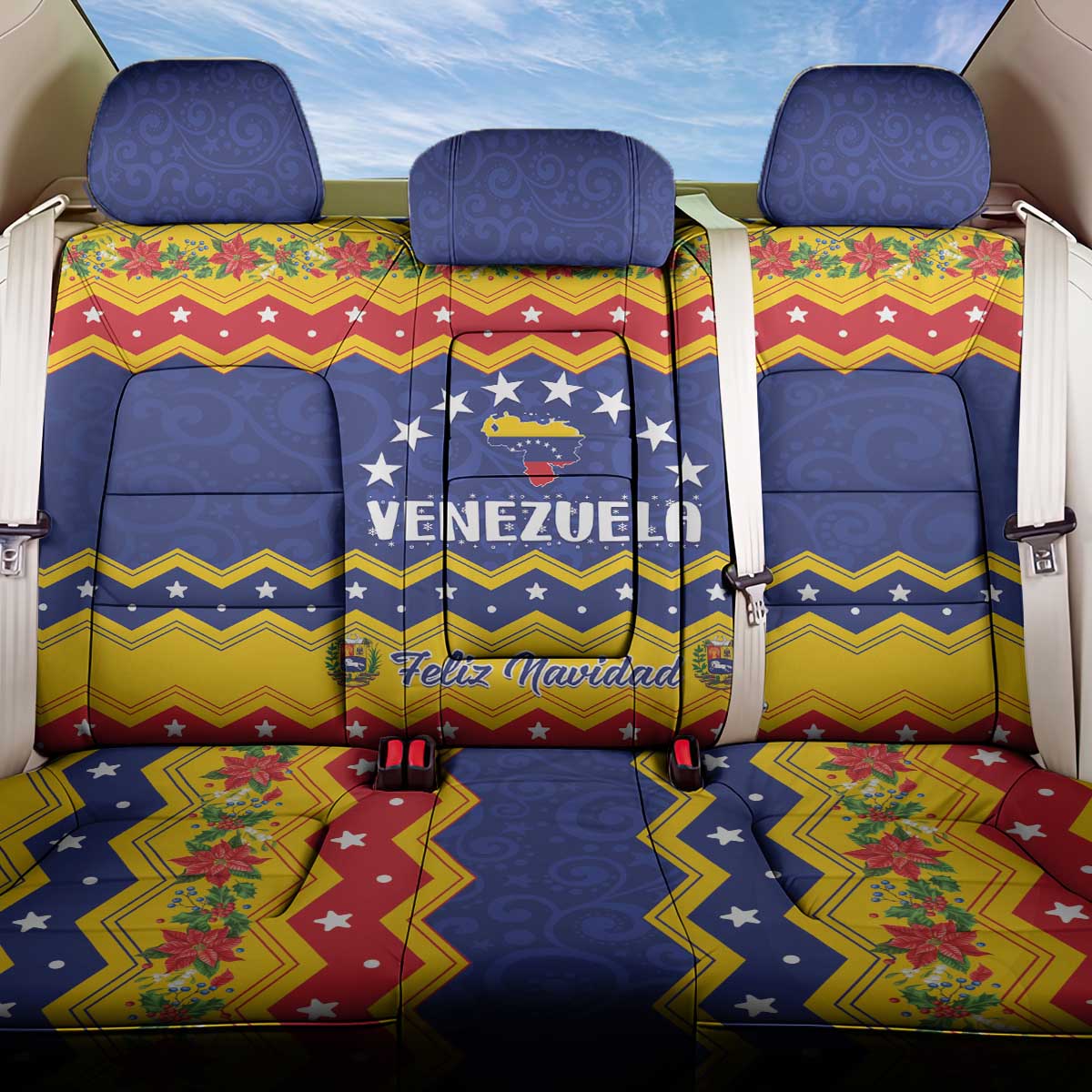 Venezuela Christmas Back Car Seat Cover Feliz Navidad - Wonder Print Shop