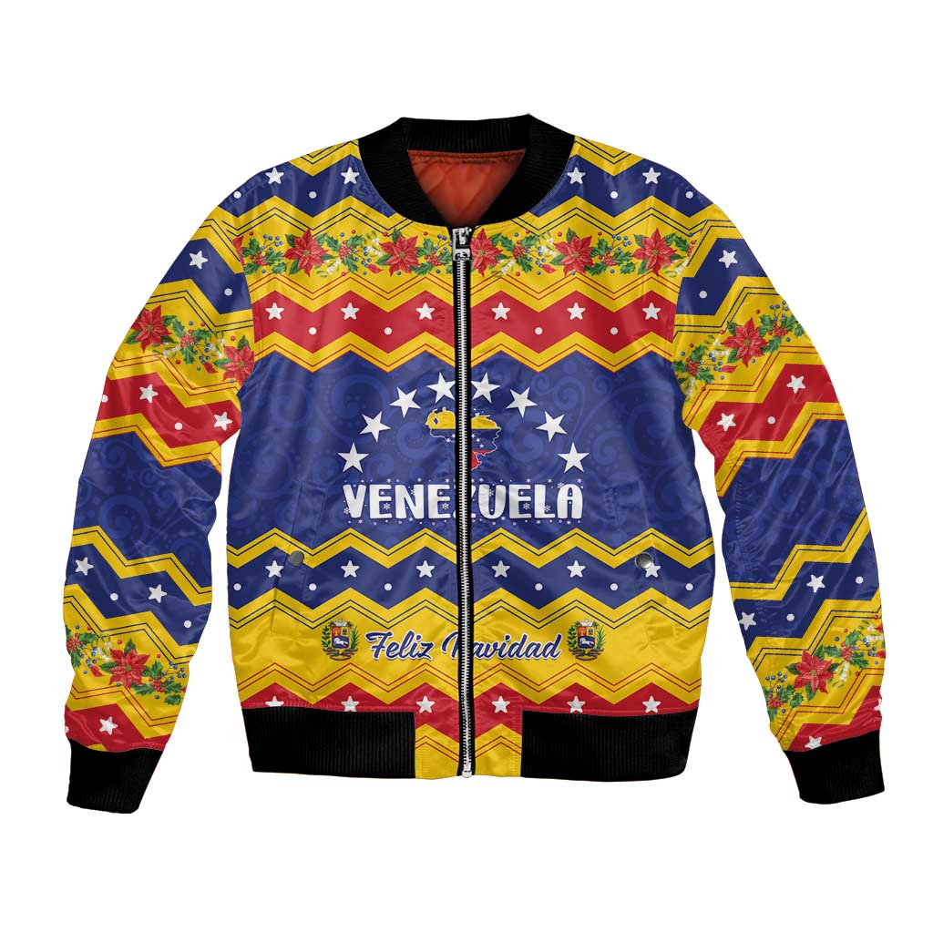 Personalized Venezuela Christmas Bomber Jacket Feliz Navidad - Wonder Print Shop