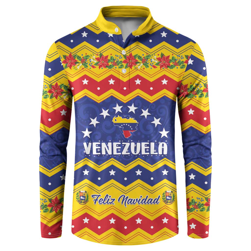 Personalized Venezuela Christmas Button Sweatshirt Feliz Navidad - Wonder Print Shop