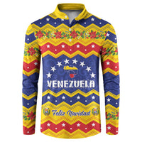 Personalized Venezuela Christmas Button Sweatshirt Feliz Navidad - Wonder Print Shop