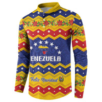 Personalized Venezuela Christmas Button Sweatshirt Feliz Navidad - Wonder Print Shop
