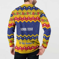 Personalized Venezuela Christmas Button Sweatshirt Feliz Navidad - Wonder Print Shop