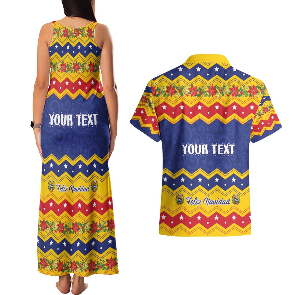 Personalized Venezuela Christmas Couples Matching Tank Maxi Dress and Hawaiian Shirt Feliz Navidad - Wonder Print Shop