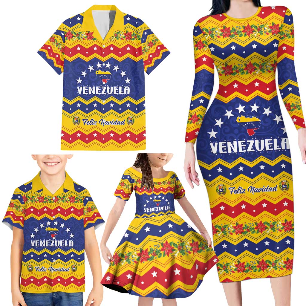 Personalized Venezuela Christmas Family Matching Long Sleeve Bodycon Dress and Hawaiian Shirt Feliz Navidad - Wonder Print Shop