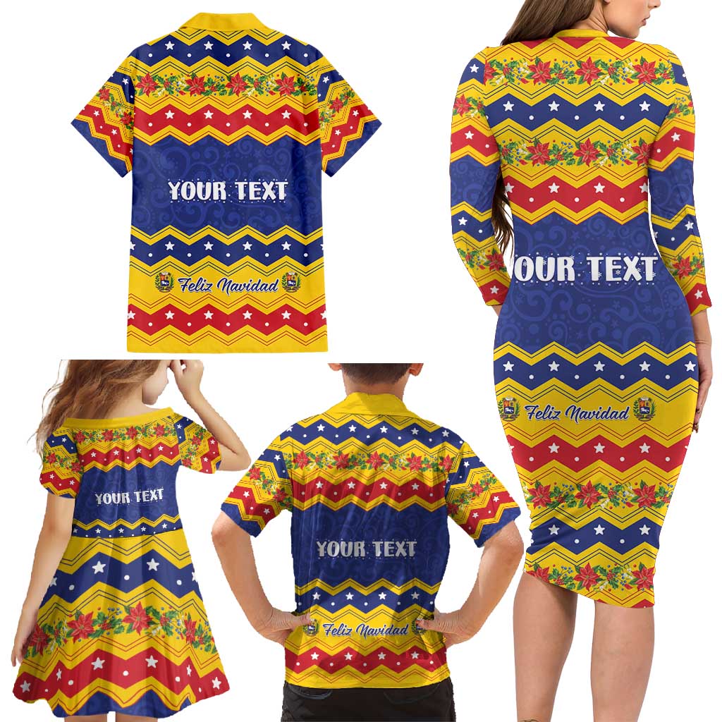 Personalized Venezuela Christmas Family Matching Long Sleeve Bodycon Dress and Hawaiian Shirt Feliz Navidad - Wonder Print Shop
