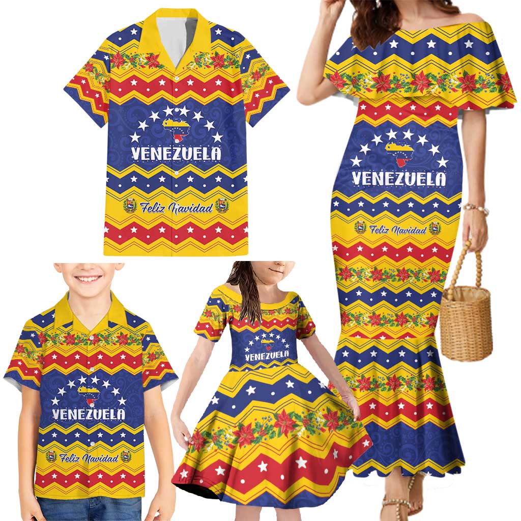 Personalized Venezuela Christmas Family Matching Mermaid Dress and Hawaiian Shirt Feliz Navidad - Wonder Print Shop