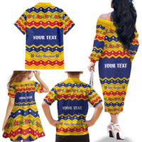 Personalized Venezuela Christmas Family Matching Off The Shoulder Long Sleeve Dress and Hawaiian Shirt Feliz Navidad - Wonder Print Shop