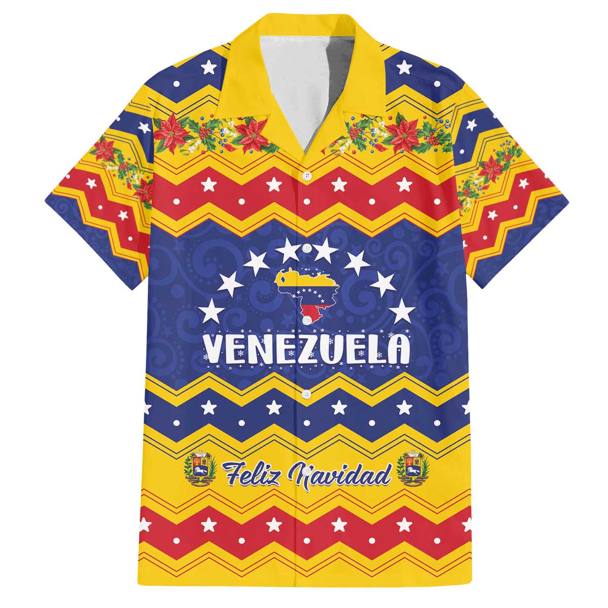 Personalized Venezuela Christmas Family Matching Off The Shoulder Long Sleeve Dress and Hawaiian Shirt Feliz Navidad - Wonder Print Shop