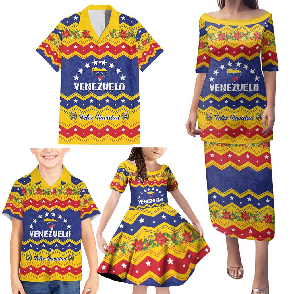 Personalized Venezuela Christmas Family Matching Puletasi and Hawaiian Shirt Feliz Navidad - Wonder Print Shop
