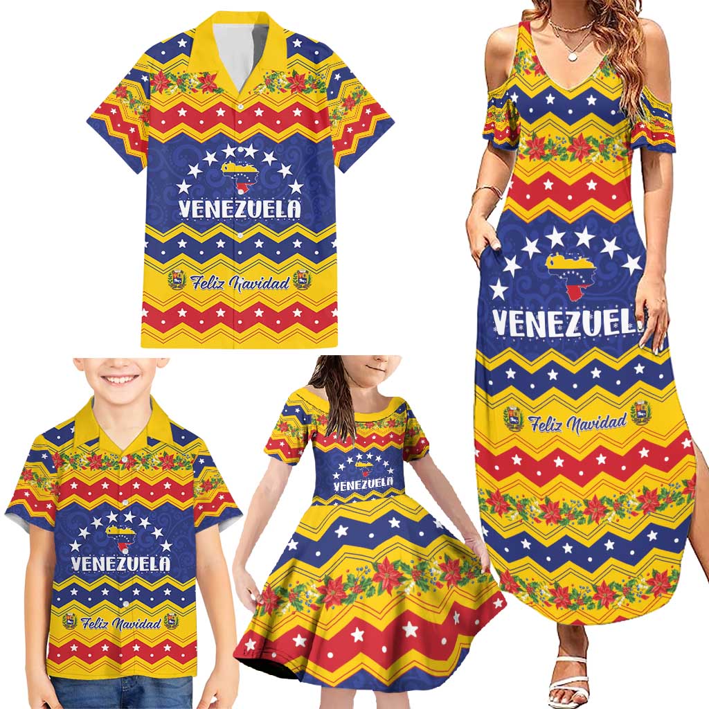 Personalized Venezuela Christmas Family Matching Summer Maxi Dress and Hawaiian Shirt Feliz Navidad - Wonder Print Shop