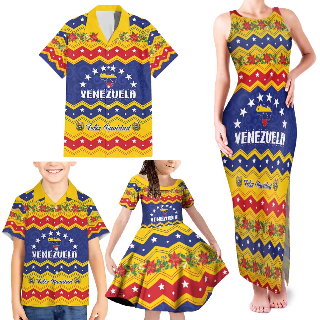 Personalized Venezuela Christmas Family Matching Tank Maxi Dress and Hawaiian Shirt Feliz Navidad - Wonder Print Shop