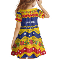 Personalized Venezuela Christmas Kid Short Sleeve Dress Feliz Navidad - Wonder Print Shop